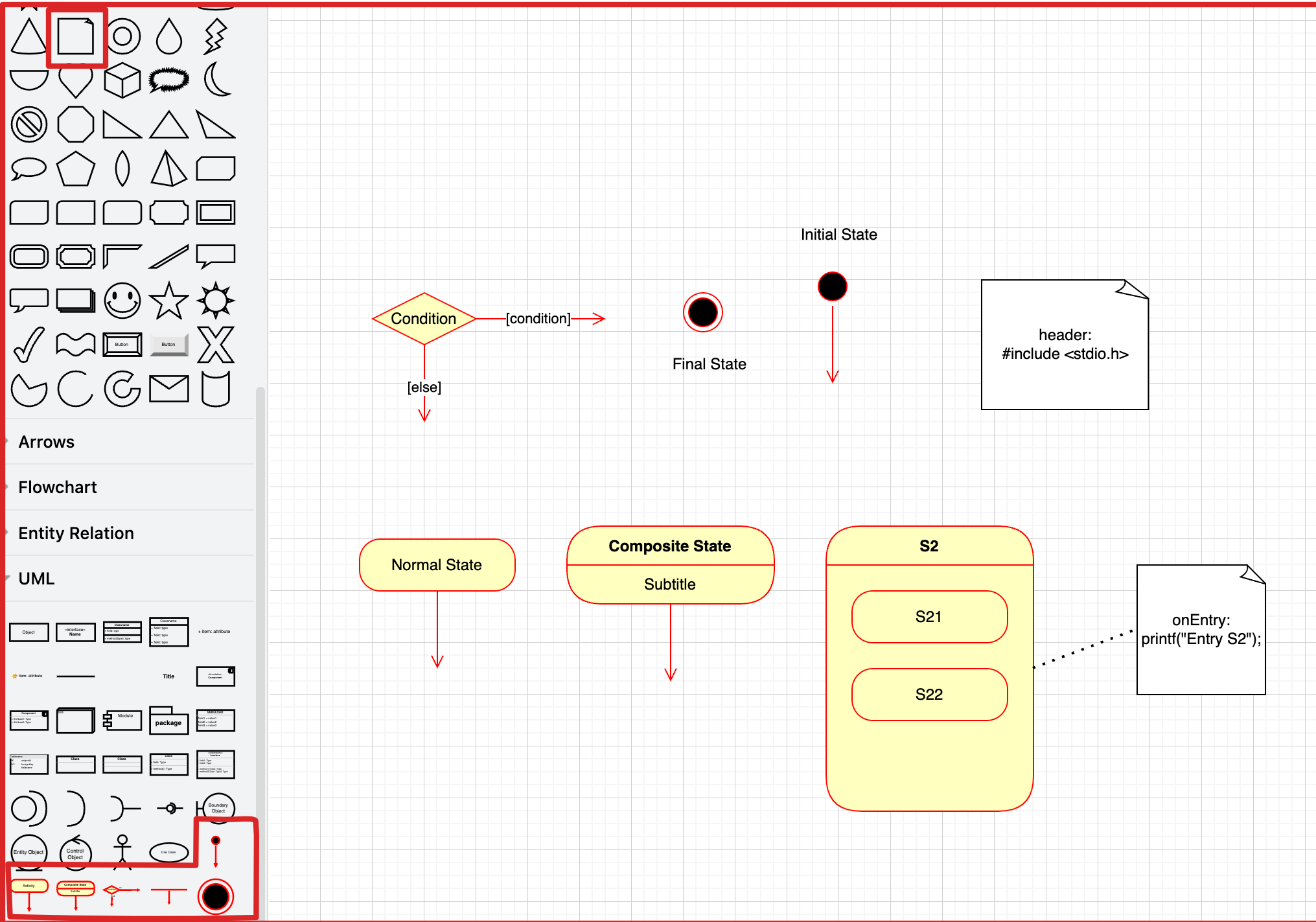 Supported DrawIO UML elements