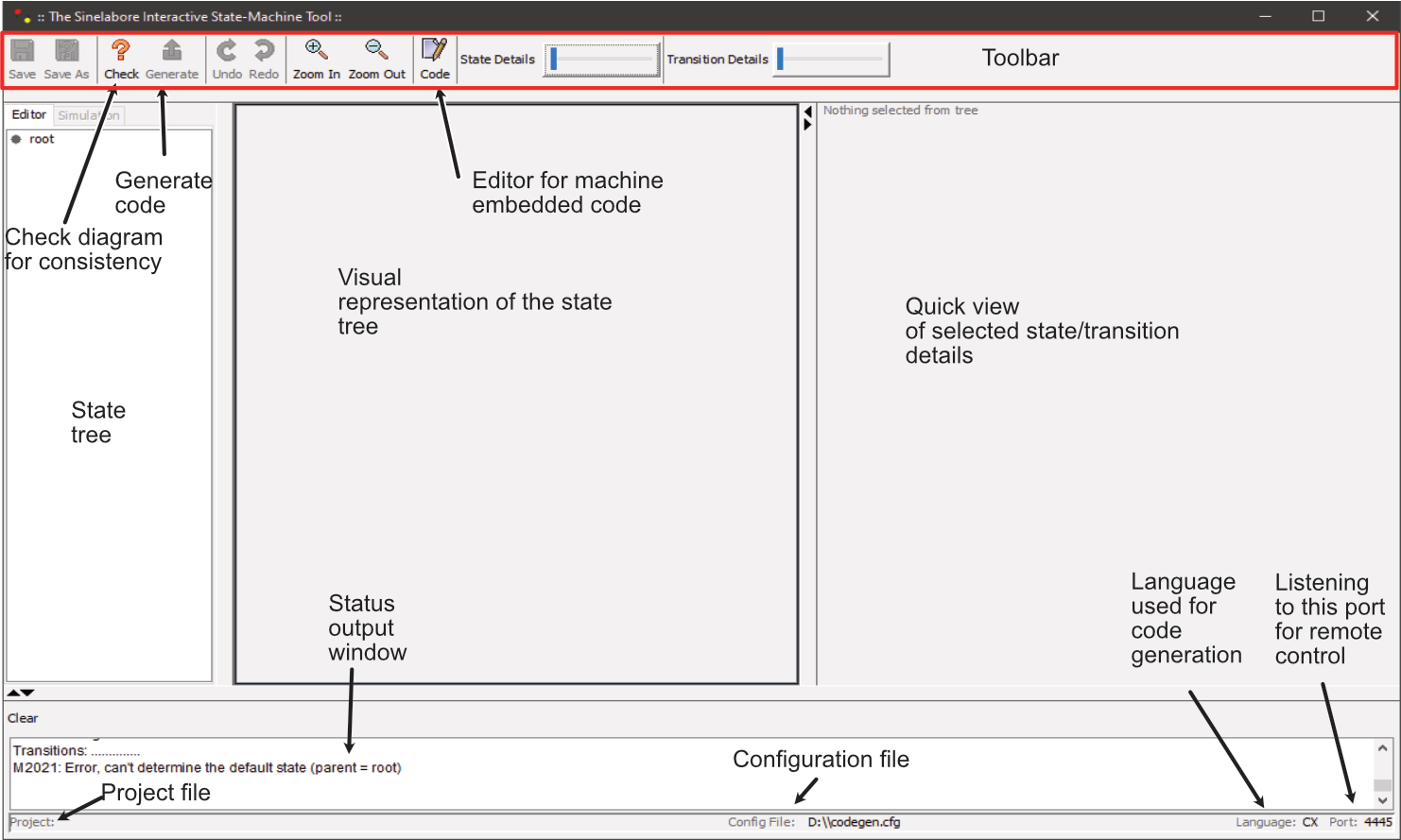 Visual editor after startup