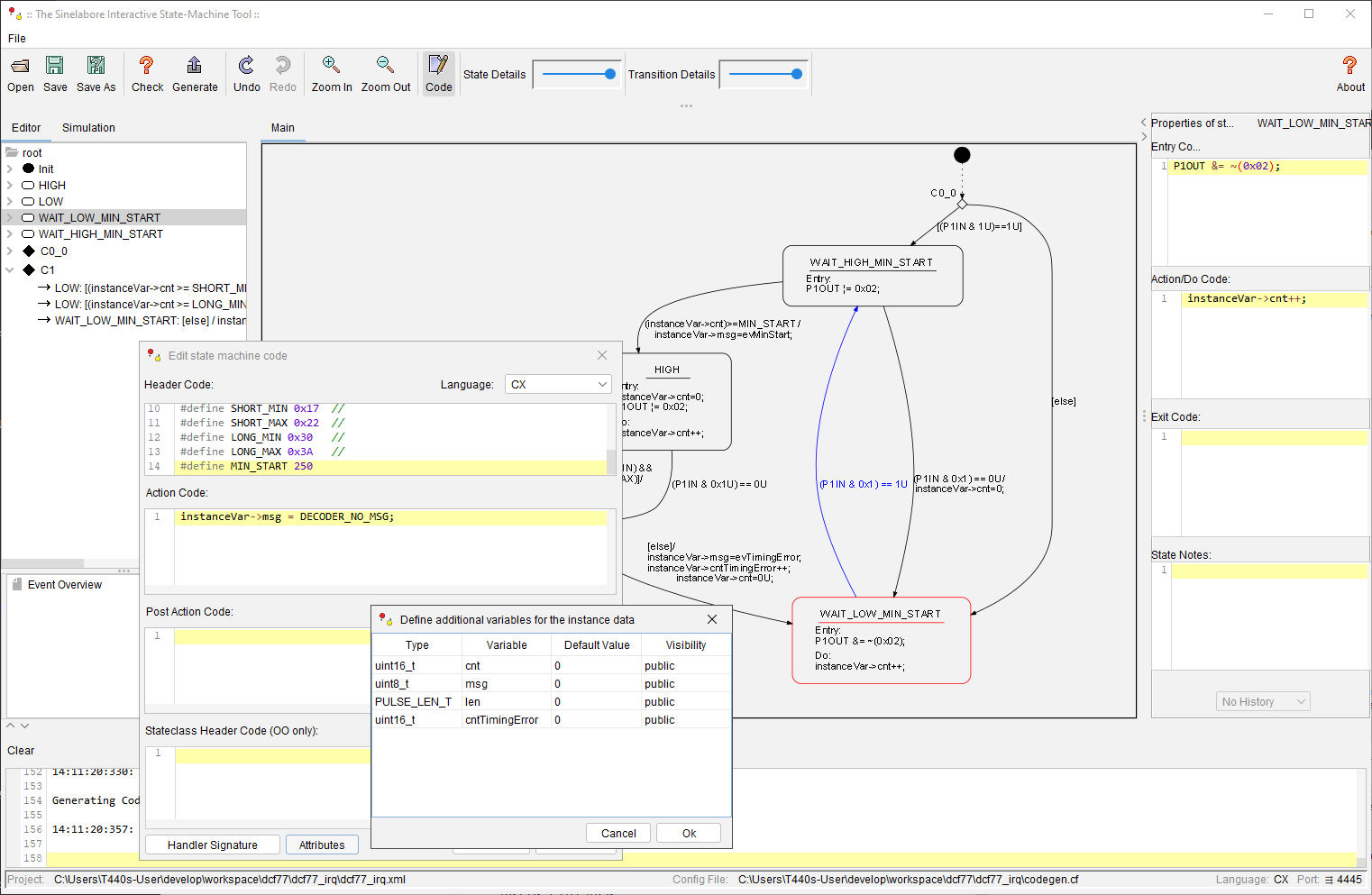  The pulse detection state machine was realised as conditional state machine and runs in the irq context.