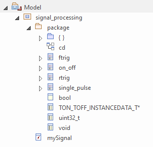 Model tree with classes and data type definitions